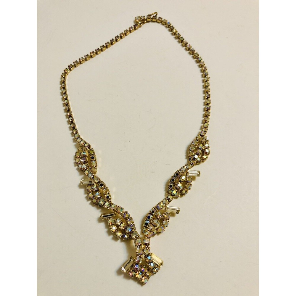 1960s Vintage Aurora Borealis Rhinestone Choker Dressy necklace